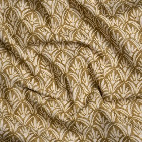Cotton and Linen Canvas Print – Gold Floral Arches – British Imported Cotton and Linen Canvas Print – Gold Floral Arches – British Imported