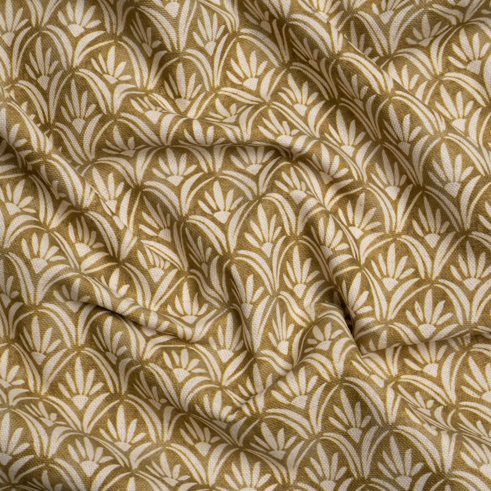 Cotton and Linen Canvas Print – Gold Floral Arches – British Imported Cotton and Linen Canvas Print – Gold Floral Arches – British Imported