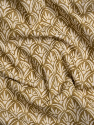 Cotton and Linen Canvas Print – Gold Floral Arches – British Imported Cotton and Linen Canvas Print – Gold Floral Arches – British Imported