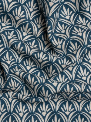 Cotton and Linen Canvas Print – Midnight Floral Arches – British Imported Cotton and Linen Canvas Print – Midnight Floral Arches – British Imported