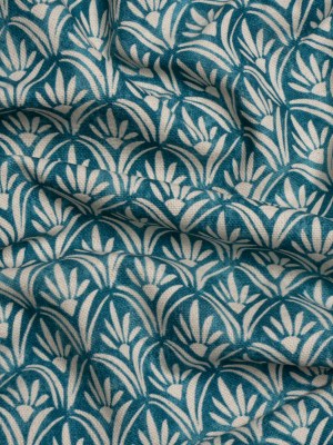 Cotton and Linen Canvas Print – Ocean Floral Arches – British Imported Cotton and Linen Canvas Print – Ocean Floral Arches – British Imported