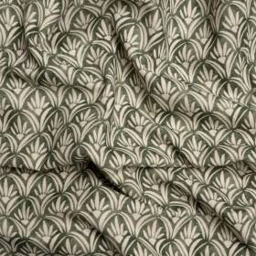 Cotton and Linen Canvas Print – Olive Floral Arches – British Imported Cotton and Linen Canvas Print – Olive Floral Arches – British Imported