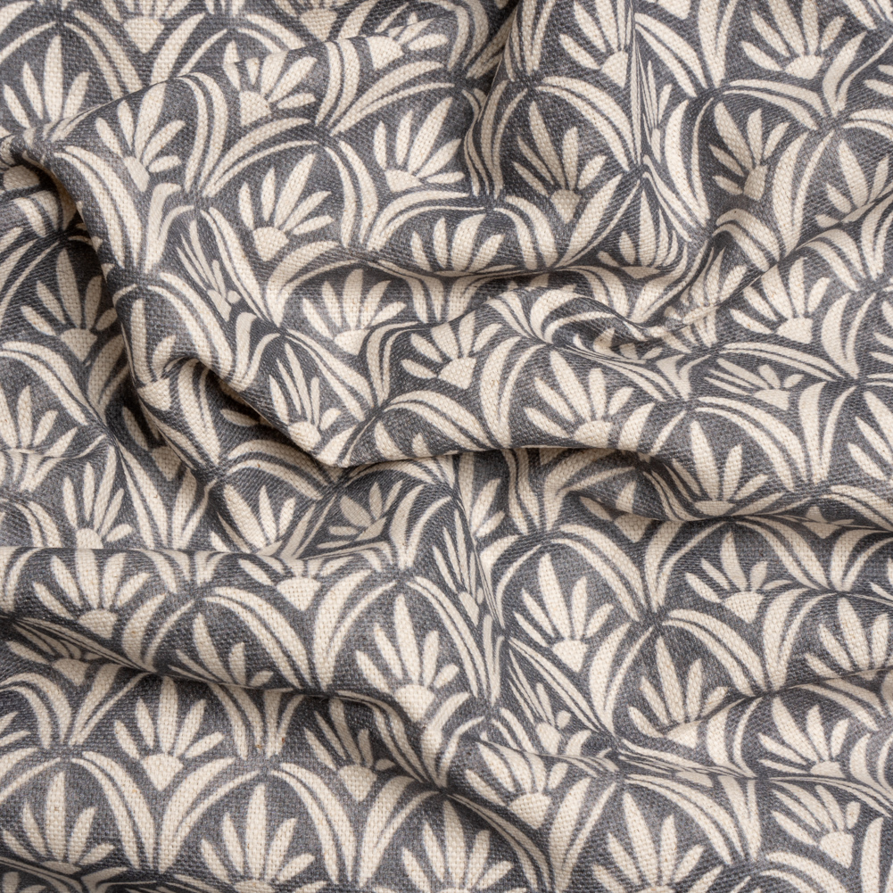 Cotton and Linen Canvas Print – Smoke Floral Arches – British Imported Cotton and Linen Canvas Print – Smoke Floral Arches – British Imported