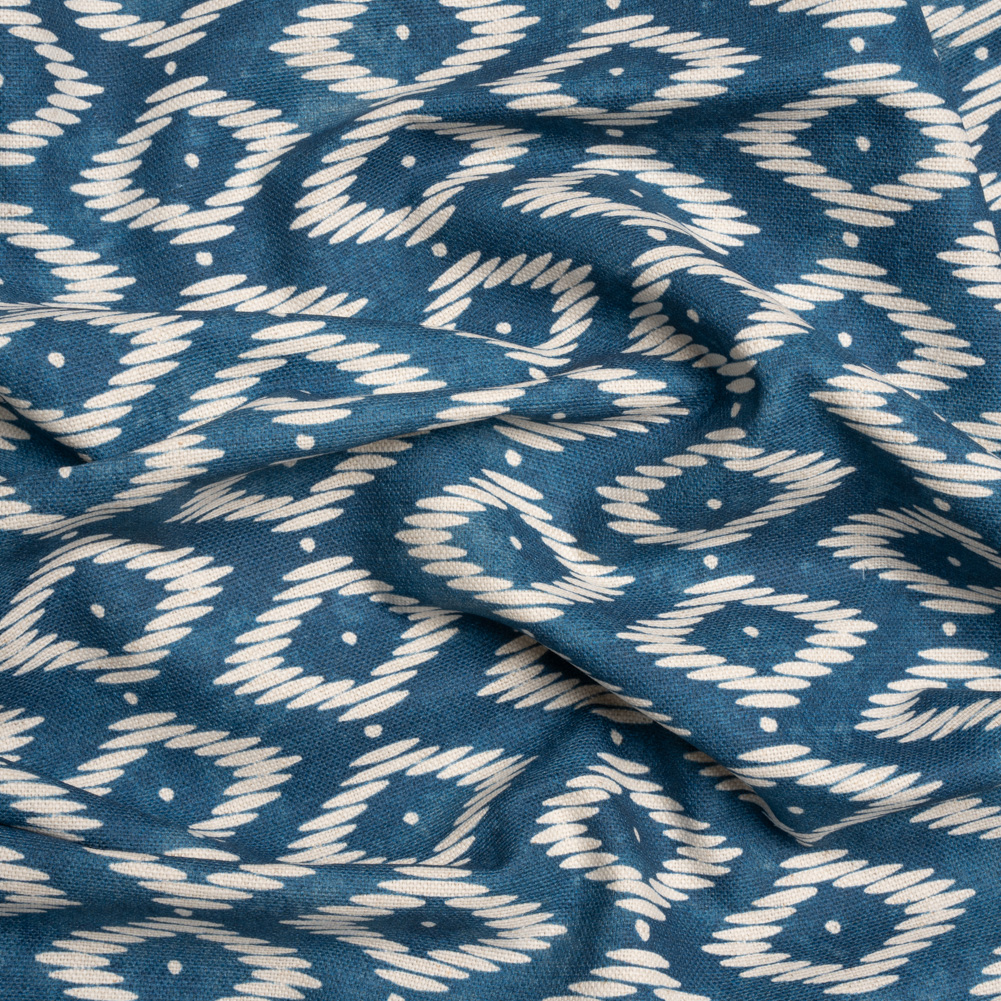 Cotton and Linen Canvas Print – Midnight Diamonds and Dots – British Imported Cotton and Linen Canvas Print – Midnight Diamonds and Dots – British Imported