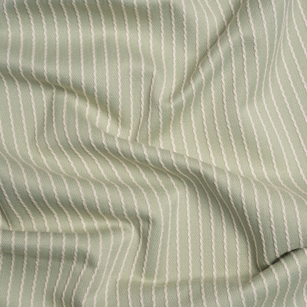 Cotton and Polyester Woven – Sage Tactile Chalk Stripes – British Imported Cotton and Polyester Woven – Sage Tactile Chalk Stripes – British Imported