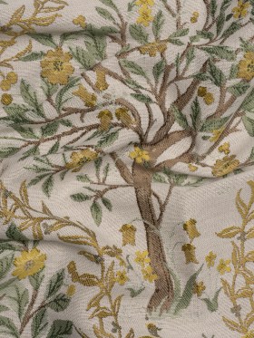 Drapery Jacquard – Lemon Pheasants in the Orchard – British Imported Drapery Jacquard – Lemon Pheasants in the Orchard – British Imported
