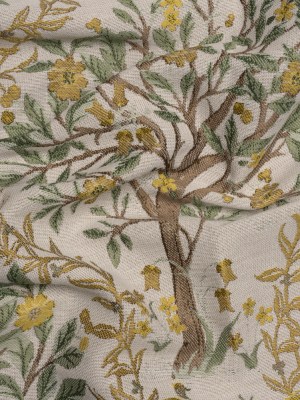 Drapery Jacquard – Lemon Pheasants in the Orchard – British Imported Drapery Jacquard – Lemon Pheasants in the Orchard – British Imported