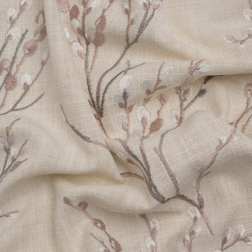 Embroidered Drapery Woven – Blush Prairie Willow – British Imported Embroidered Drapery Woven – Blush Prairie Willow – British Imported