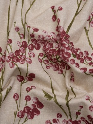 Cotton Canvas Print – Cranberry Berry Stems – British Imported Cotton Canvas Print – Cranberry Berry Stems – British Imported