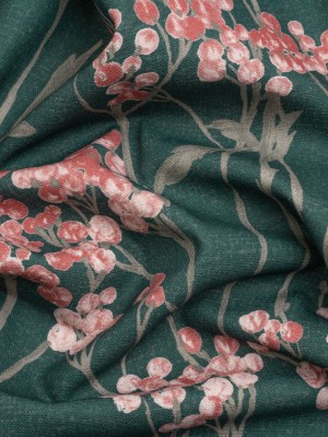 Cotton Canvas Print – Peacock Berry Stems – British Imported Cotton Canvas Print – Peacock Berry Stems – British Imported