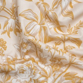 Cotton Canvas Print – Ochre Floral Bouquets – British Imported Cotton Canvas Print – Ochre Floral Bouquets – British Imported