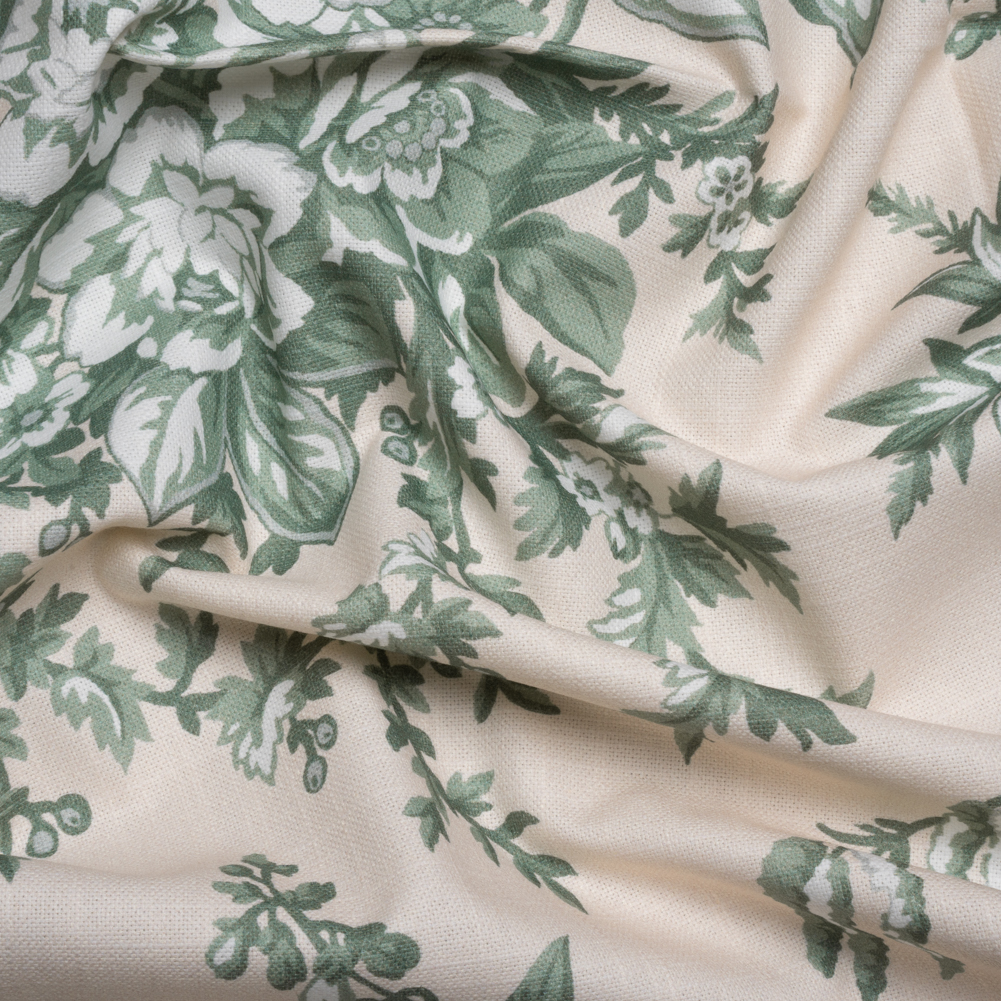 Cotton Canvas Print – Sage Floral Bouquets – British Imported Cotton Canvas Print – Sage Floral Bouquets – British Imported