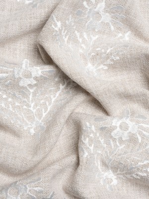 Embroidered Textured Drapery Woven – Almond Flowering Ferns – British Imported Embroidered Textured Drapery Woven – Almond Flowering Ferns – British Imported