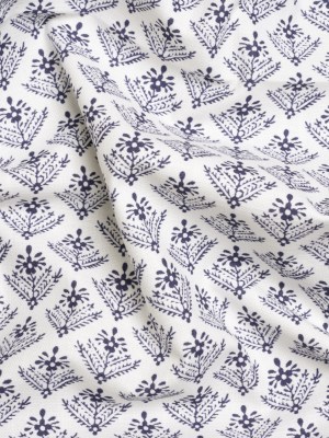 Cotton Canvas Print – French Navy Flowering Ferns – British Imported Cotton Canvas Print – French Navy Flowering Ferns – British Imported