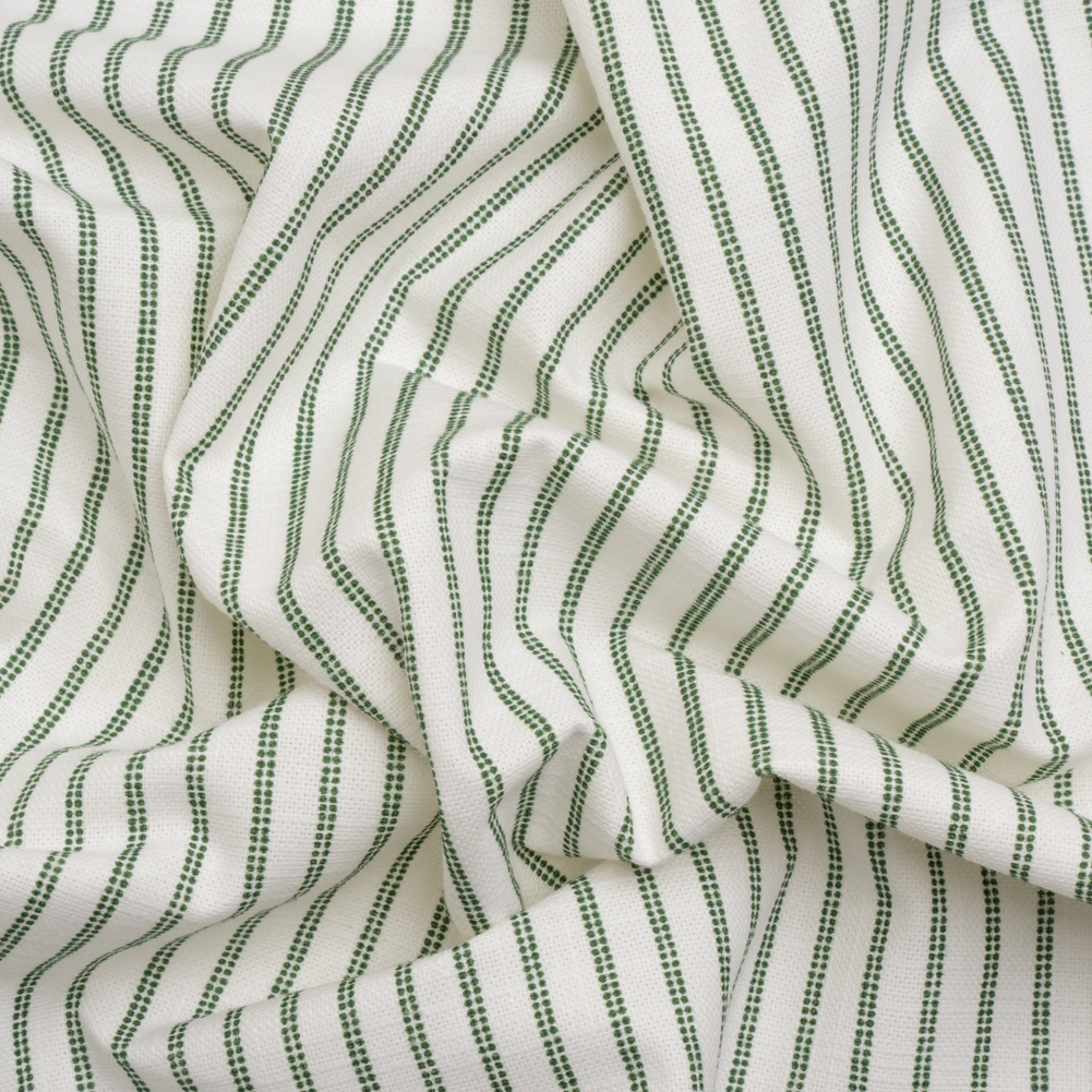 Slubbed Cotton Canvas Print – Bottle Green Candy Striped – British Imported Slubbed Cotton Canvas Print – Bottle Green Candy Striped – British Imported