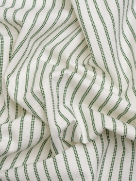 Slubbed Cotton Canvas Print – Bottle Green Candy Striped – British Imported Slubbed Cotton Canvas Print – Bottle Green Candy Striped – British Imported