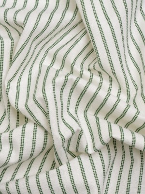 Slubbed Cotton Canvas Print – Bottle Green Candy Striped – British Imported Slubbed Cotton Canvas Print – Bottle Green Candy Striped – British Imported