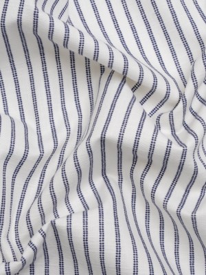 Slubbed Cotton Canvas Print – French Navy Candy Striped – British Imported Slubbed Cotton Canvas Print – French Navy Candy Striped – British Imported