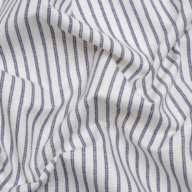 Slubbed Cotton Canvas Print – French Navy Candy Striped – British Imported Slubbed Cotton Canvas Print – French Navy Candy Striped – British Imported
