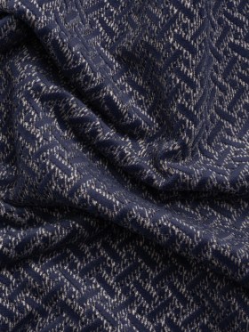 Chenille Jacquard – French Navy Geometric Basketweave – British Imported Chenille Jacquard – French Navy Geometric Basketweave – British Imported
