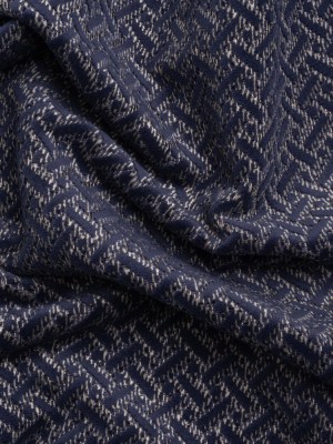 Chenille Jacquard – French Navy Geometric Basketweave – British Imported Chenille Jacquard – French Navy Geometric Basketweave – British Imported