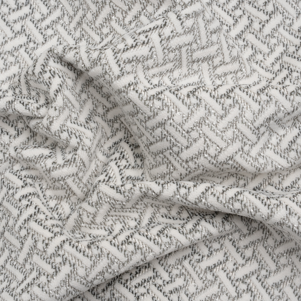 Chenille Jacquard – Steel Geometric Basketweave – British Imported Chenille Jacquard – Steel Geometric Basketweave – British Imported