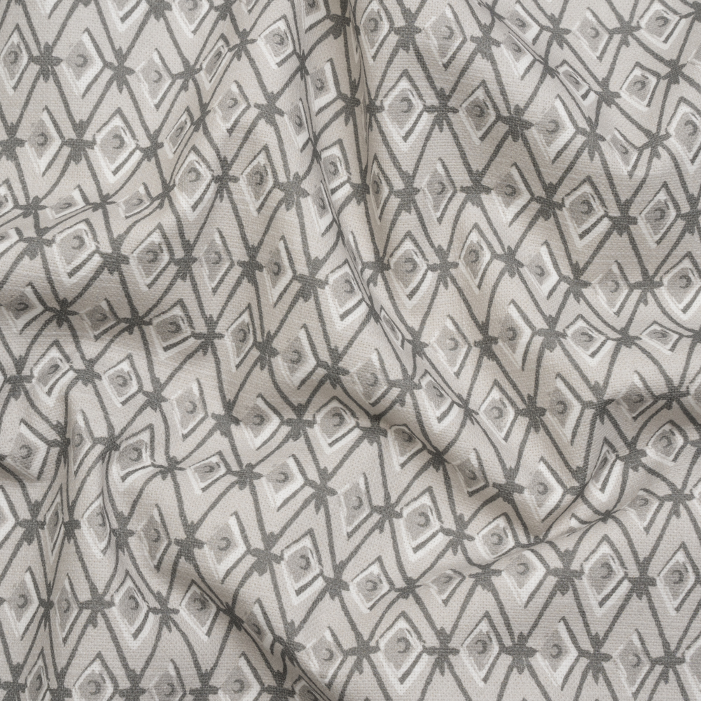 Slubbed Cotton Canvas Print – Silver Diamonds – British Imported Slubbed Cotton Canvas Print – Silver Diamonds – British Imported