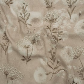 Cotton Canvas Print with Floral Embroidery – Oyster Tie Dye Spots – British Imported Cotton Canvas Print with Floral Embroidery – Oyster Tie Dye Spots – British Imported