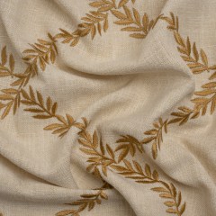 Embroidered Slubbed Drapery Woven – Amber Leafy Lattice – British Imported Embroidered Slubbed Drapery Woven – Amber Leafy Lattice – British Imported
