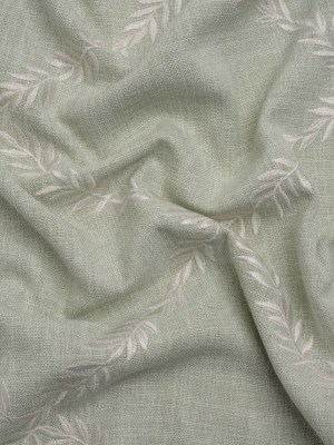 Embroidered Slubbed Drapery Woven – Duckegg Leafy Lattice – British Imported Embroidered Slubbed Drapery Woven – Duckegg Leafy Lattice – British Imported