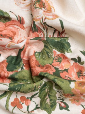 Brushed Cotton Canvas Print – Natural Elegant Floral – British Imported Brushed Cotton Canvas Print – Natural Elegant Floral – British Imported