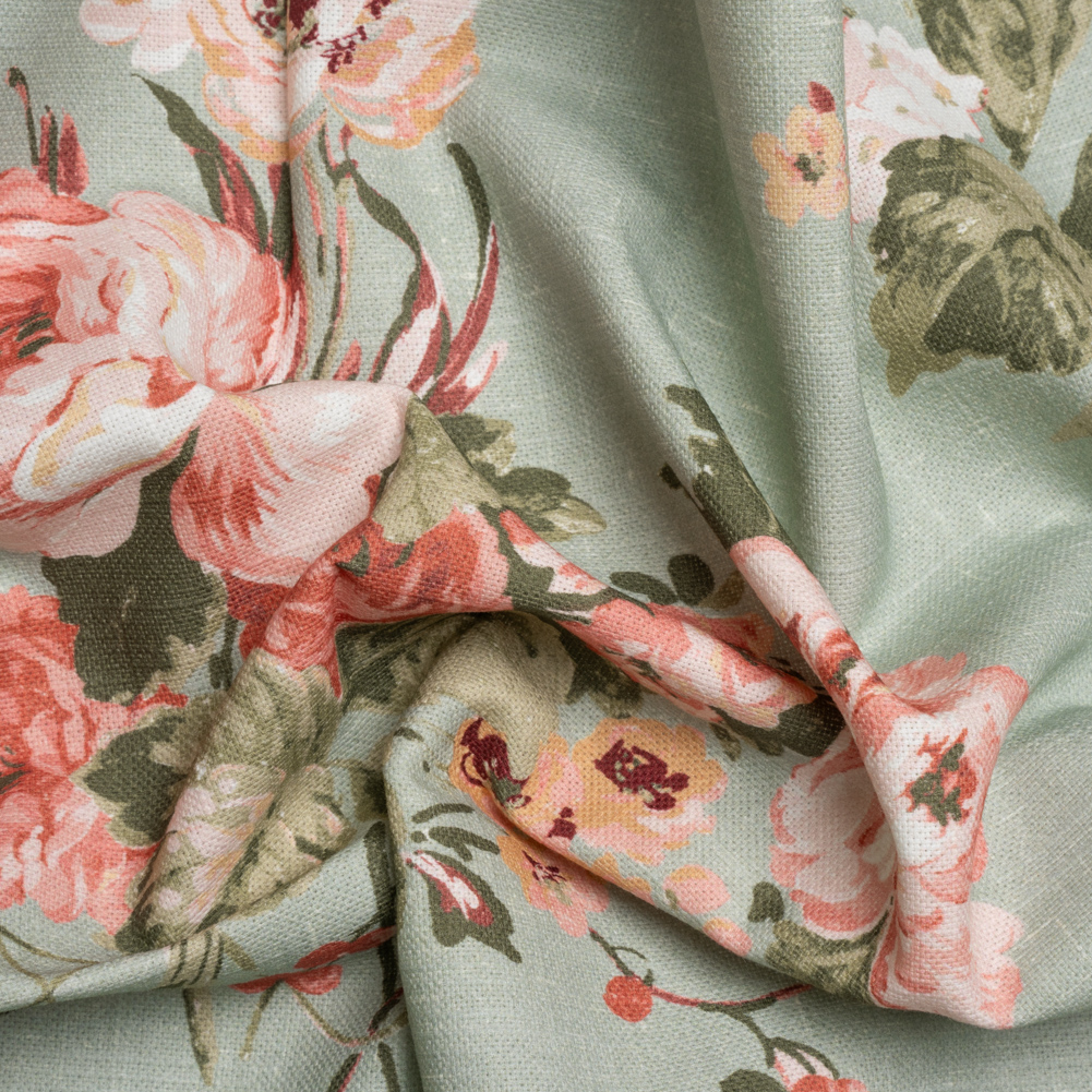 Brushed Cotton Canvas Print – Sage Elegant Floral – British Imported Brushed Cotton Canvas Print – Sage Elegant Floral – British Imported