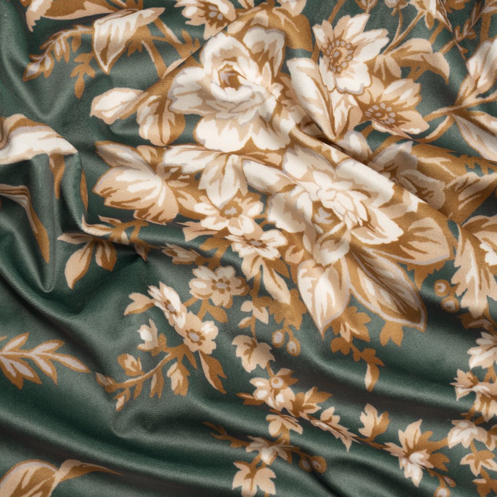 Polyester Microvelvet Print – Fern Floral – British Imported Polyester Microvelvet Print – Fern Floral – British Imported