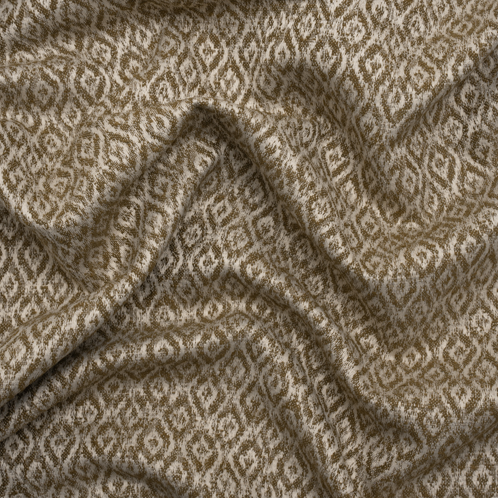 Recycled Polyester and Cotton Drapery Jacquard – Brass Diamond Ogees – British Imported Recycled Polyester and Cotton Drapery Jacquard – Brass Diamond Ogees – British Imported