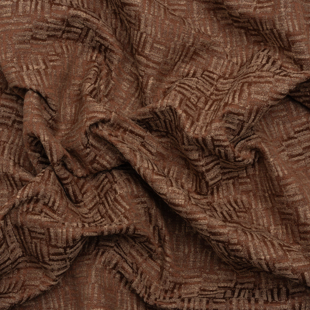 Recycled Polyester and Cotton Drapery Jacquard – Paprika Little Lines – British Imported Recycled Polyester and Cotton Drapery Jacquard – Paprika Little Lines – British Imported