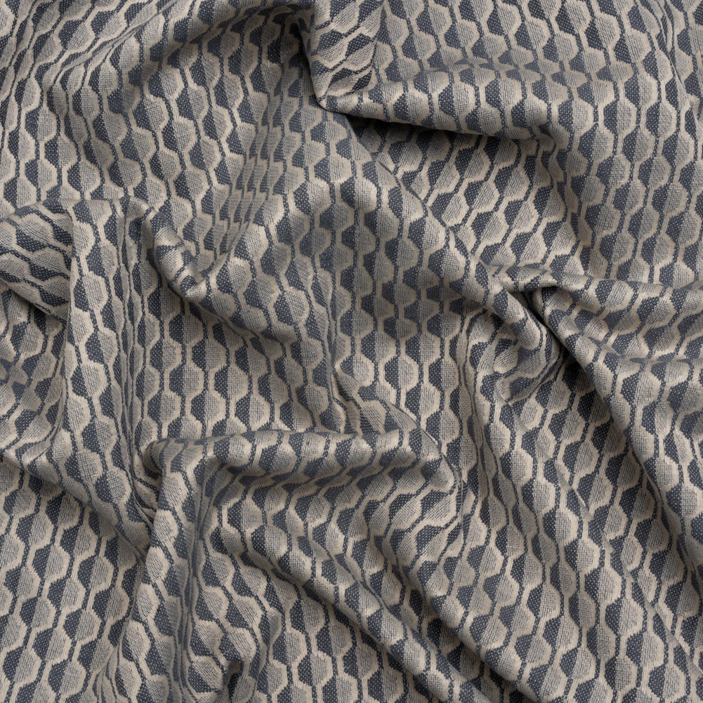 Honeycomb Stripes Recycled Polyester and Cotton Drapery Jacquard – Denim – British Imported Honeycomb Stripes Recycled Polyester and Cotton Drapery Jacquard – Denim – British Imported