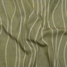 Embroidered Linen-Look Polyester Drapery Woven – Ivy Leafy Wavy Lines and Watercolor Texture – British Imported Embroidered Linen-Look Polyester Drapery Woven – Ivy Leafy Wavy Lines and Watercolor Texture – British Imported