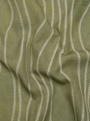 Embroidered Linen-Look Polyester Drapery Woven – Ivy Leafy Wavy Lines and Watercolor Texture – British Imported Embroidered Linen-Look Polyester Drapery Woven – Ivy Leafy Wavy Lines and Watercolor Texture – British Imported