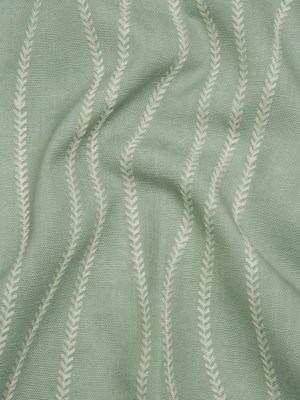 Embroidered Linen-Look Polyester Drapery Woven – Opal Leafy Wavy Lines and Watercolor Texture – British Imported Embroidered Linen-Look Polyester Drapery Woven – Opal Leafy Wavy Lines and Watercolor Texture – British Imported