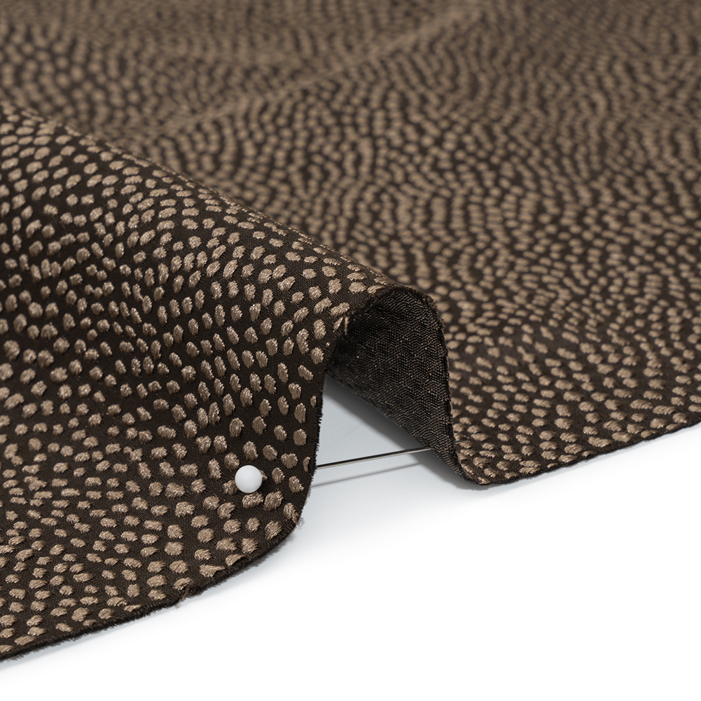 Recycled Polyester Jacquard – Chocolate Little All-Over Spots – British Imported Recycled Polyester Jacquard – Chocolate Little All-Over Spots – British Imported