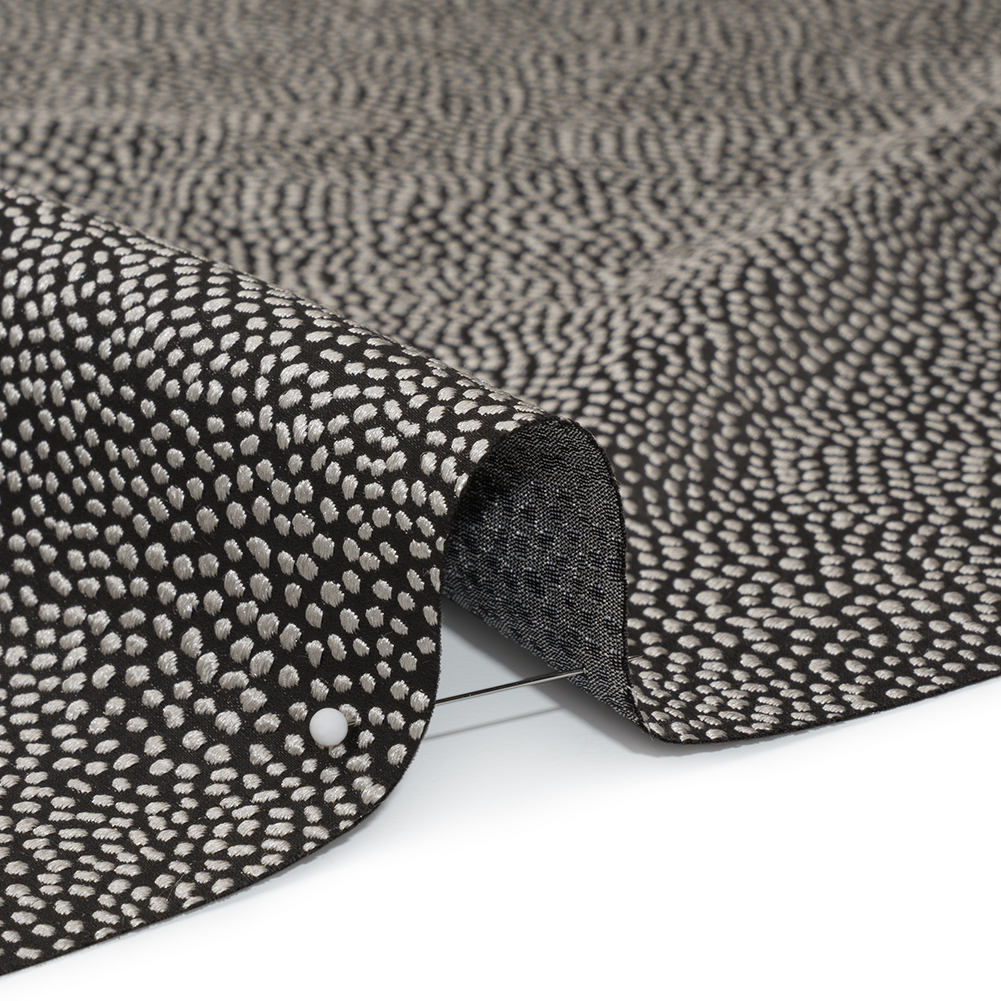 Recycled Polyester Jacquard – Grey Little All-Over Spots – British Imported Recycled Polyester Jacquard – Grey Little All-Over Spots – British Imported