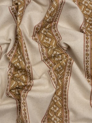 Brushed Cotton and Linen Canvas – Cider Flowers and Diamonds Stripes – British Imported Brushed Cotton and Linen Canvas – Cider Flowers and Diamonds Stripes – British Imported