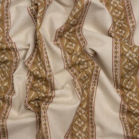 Brushed Cotton and Linen Canvas – Cider Flowers and Diamonds Stripes – British Imported Brushed Cotton and Linen Canvas – Cider Flowers and Diamonds Stripes – British Imported