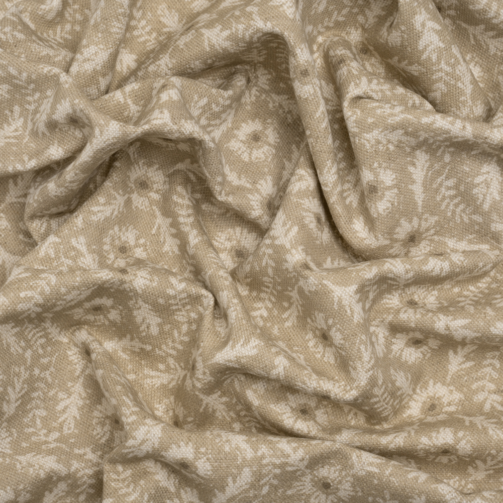 Brushed Cotton and Linen Canvas – Sand Flowers and Leaves – Flowers and Leaves British Imported Brushed Cotton and Linen Canvas – Sand Flowers and Leaves – Flowers and Leaves British Imported