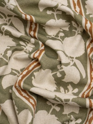 Brushed Cotton and Linen Canvas – Oregano Floral Silhouette Stripes – British Imported Brushed Cotton and Linen Canvas – Oregano Floral Silhouette Stripes – British Imported