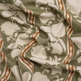 Brushed Cotton and Linen Canvas – Oregano Floral Silhouette Stripes – British Imported Brushed Cotton and Linen Canvas – Oregano Floral Silhouette Stripes – British Imported