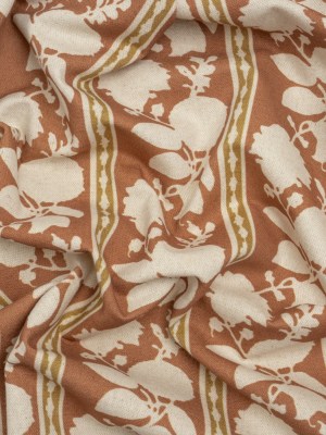 Brushed Cotton and Linen Canvas – Sienna Floral Silhouette Stripes – British Imported Brushed Cotton and Linen Canvas – Sienna Floral Silhouette Stripes – British Imported