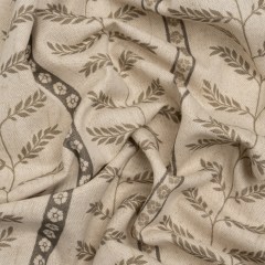 Brushed Cotton and Linen Canvas – Jute Fern Leaves and Flower Stripes – British Imported Brushed Cotton and Linen Canvas – Jute Fern Leaves and Flower Stripes – British Imported
