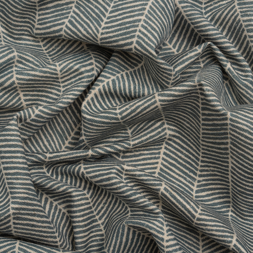 Brushed Cotton and Linen Canvas – Indigo Painterly Herringbone – British Imported Brushed Cotton and Linen Canvas – Indigo Painterly Herringbone – British Imported