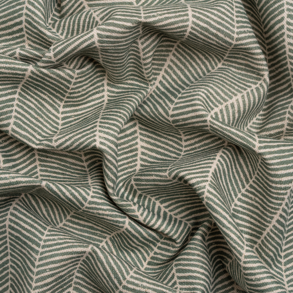 Brushed Cotton and Linen Canvas – Thyme Painterly Herringbone – British Imported Brushed Cotton and Linen Canvas – Thyme Painterly Herringbone – British Imported